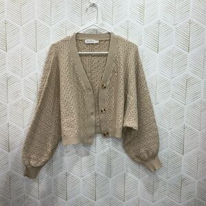 All in Favor Beige Cable Knit Cardigan